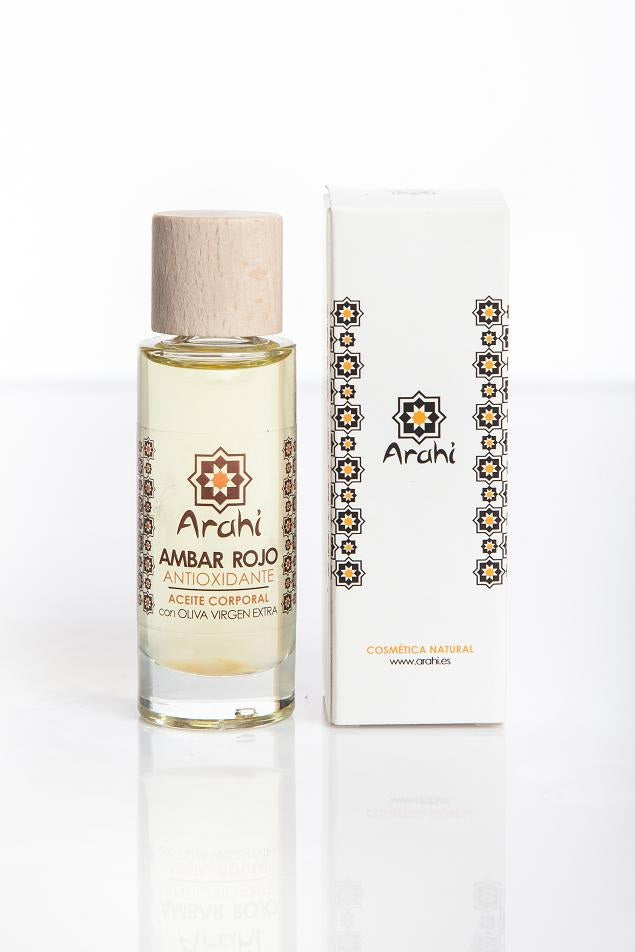 Arahi Aceite Amber Rojo 30 ML Glazen Flesje met Houten draaidop