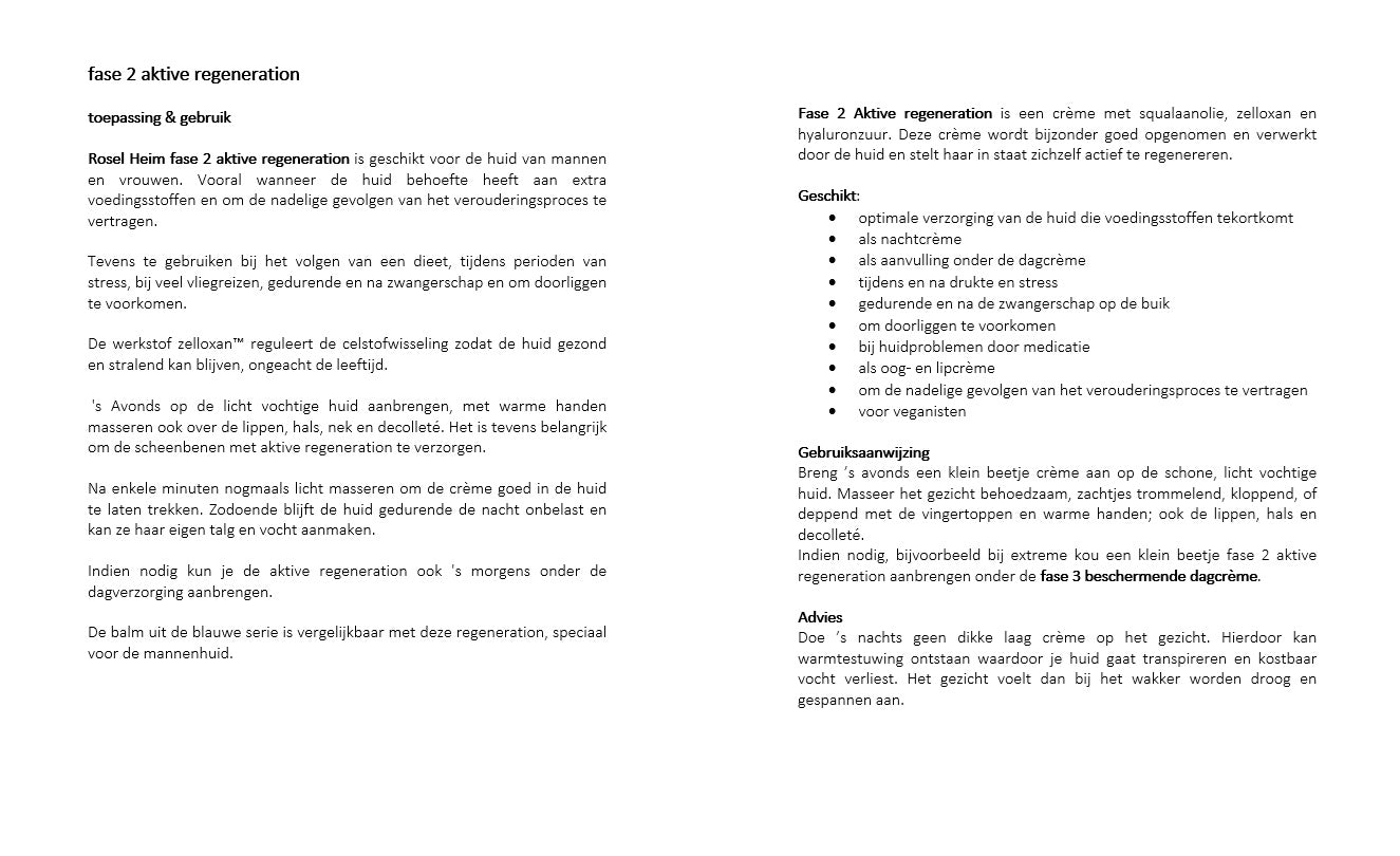 Rosel Heim Fase 2 Aktive Regeneration Beschrijving